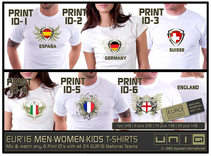 Event T-Shirts with Screen Print - Euro 2016 Fan T-Shirts - Euro T-shirts - Screen Print Wholesale 
